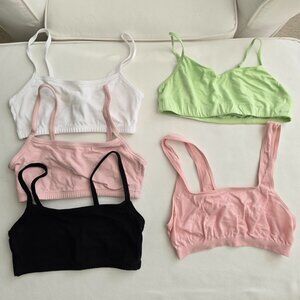 Jockey - Set of 5 Bralettes and fitness sport bra tops White/Pink/Black/Green